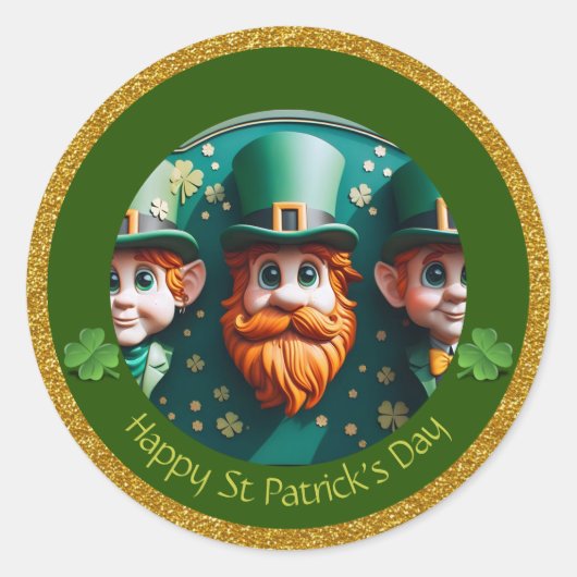 Sticker Rond Miniature Leprechaun St Patrick's Day Merci RS07 (Devant)