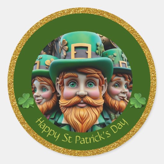 Sticker Rond Miniature Leprechaun St Patrick's Day Merci RS09 (Devant)