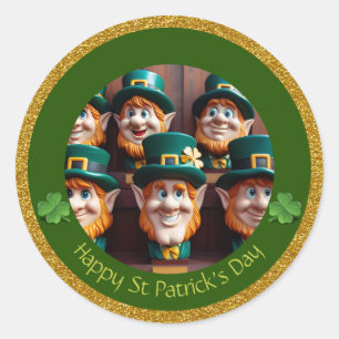Sticker Rond Miniature Leprechaun St Patrick's Day Merci RS12