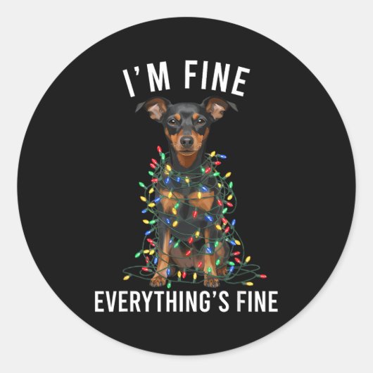 Sticker Rond Miniature Nscher Christmas I'm Fine Everything Is  (Devant)