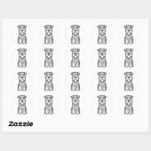 Sticker Rond Miniature Schnauzer Dog Cartoon (Feuille)