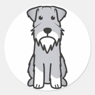 Sticker Rond Miniature Schnauzer Dog Cartoon