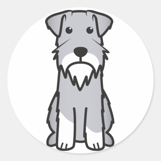 Sticker Rond Miniature Schnauzer Dog Cartoon (Devant)