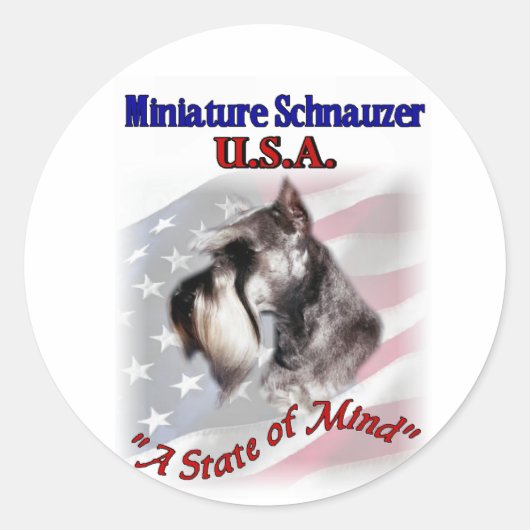 Sticker Rond Miniature Schnauzer USA (Devant)