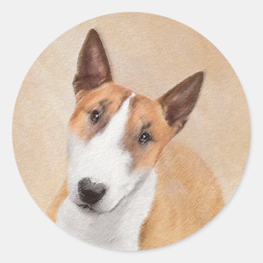 Sticker Rond Miniature Taureau Terrier Peinture - Joli Original (Devant)