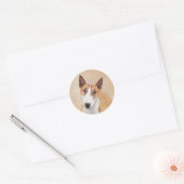 Sticker Rond Miniature Taureau Terrier Peinture - Joli Original (Enveloppe)