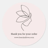 Sticker Rond Minimal, Beauté, Logo, Ligne Art Rose (Devant)