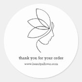 Sticker Rond Minimal, Beauté, Logo, Line Art Blanc (Devant)