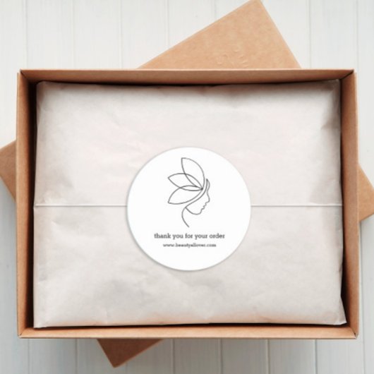 Sticker Rond Minimal, Beauté, Logo, Line Art Blanc