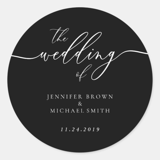 Sticker Rond Minimal Black Simple le Mariage De (Devant)