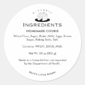 Sticker Rond Minimal Cute Cake Logo Bakery Ingredient (Devant)
