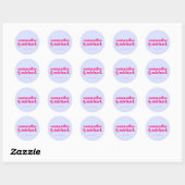Sticker Rond Minimal Design Lilac Pink typo Welcome (Feuille)