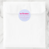 Sticker Rond Minimal Design Lilac Pink  Welcome (Sac)