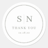 Sticker Rond Minimal et chic | Blanc avec Mariage Sage initial (Devant)
