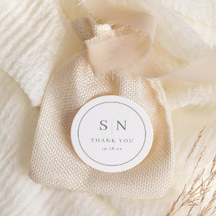 Sticker Rond Minimal et chic Blanc avec Mariage Sage initial