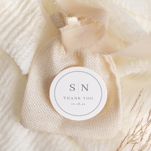 Sticker Rond Minimal et chic | Blanc avec Mariage Sage initial