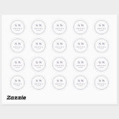 Sticker Rond Minimal et chic blanc et violet Mariage initial (Feuille)