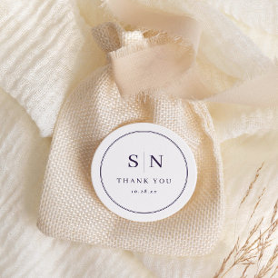 Sticker Rond Minimal et chic blanc et violet Mariage initial