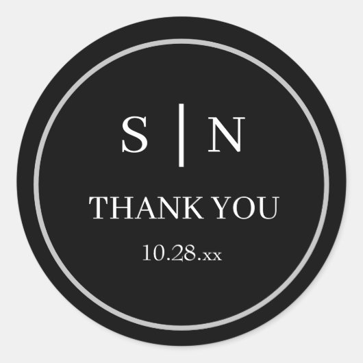 Sticker Rond Minimal et chic | Carte de remerciements Mariage n (Devant)