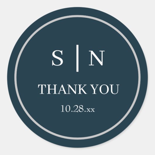 Sticker Rond Minimal et chic | Carte de remerciements Mariage n (Devant)