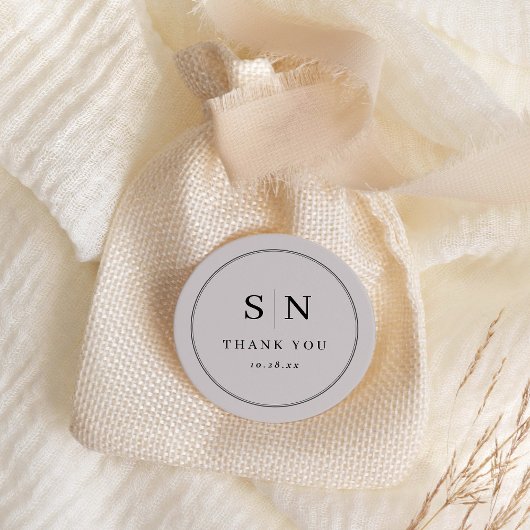 Sticker Rond Minimal et chic | Gris et Mariage noir initial