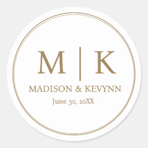 Sticker Rond Minimal et chic Mariage Monogrammes Classic