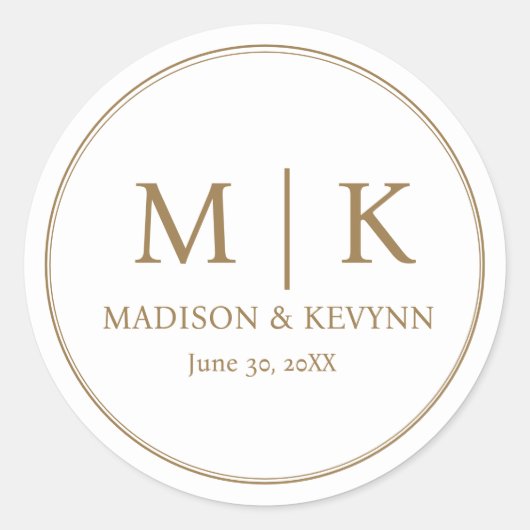 Sticker Rond Minimal et chic | Mariage Monogrammes Classic (Devant)