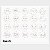 Sticker Rond Minimal et chic | Mariage Monogrammes Classic (Feuille)