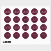 Sticker Rond Minimal et chic | Monogramme Mariage Bourgogne (Feuille)