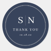 Sticker Rond Minimal et chic | Monogrammes de Mariage bleu mari (Devant)