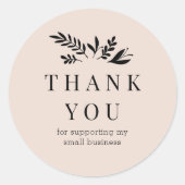 Sticker Rond Minimal Floral Beige Botanical THANK YOU (Devant)