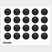 Sticker Rond Minimal Floral Black Botanical THANK YOU (Feuille)