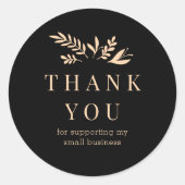 Sticker Rond Minimal Floral Black Botanical THANK YOU (Devant)