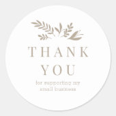 Sticker Rond Minimal Floral White Botanical THANK YOU (Devant)