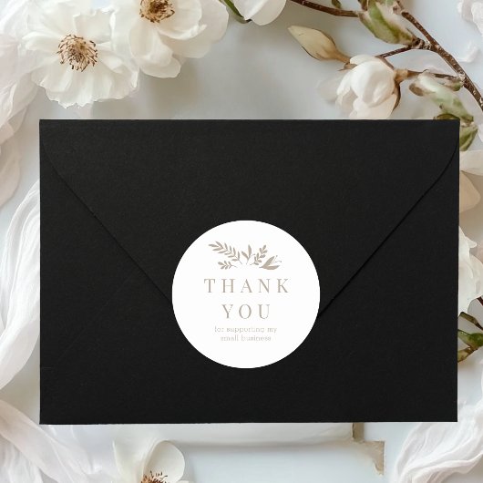Sticker Rond Minimal Floral White Botanical THANK YOU