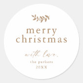 Sticker Rond Minimal Greenery Simple Joyeux Noël (Devant)