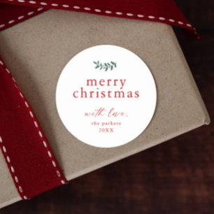Sticker Rond Minimal Greenery Simple Joyeux Noël