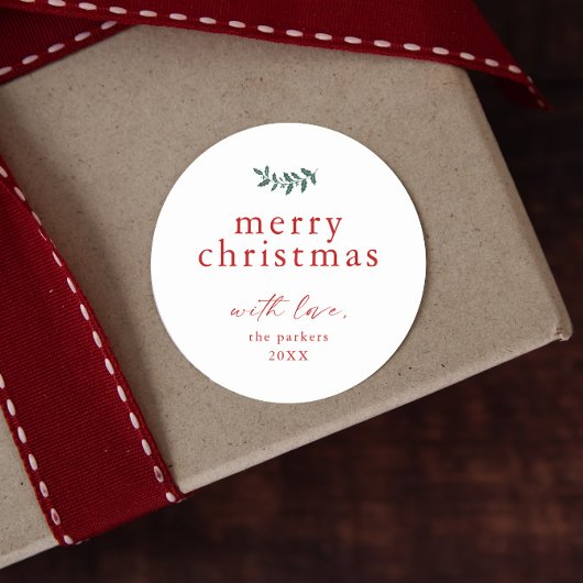 Sticker Rond Minimal Greenery Simple Joyeux Noël