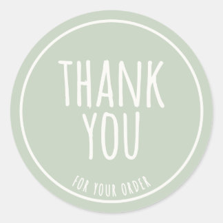 Sticker Rond Minimal Handmade Feel Sage Green Thank You