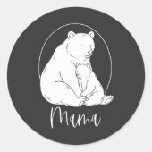 Sticker Rond Minimal Mama Bear Line Art Design (Devant)