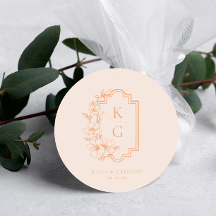 Sticker Rond Minimal moderne   Monogramme Mariage