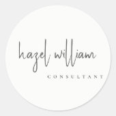 Sticker Rond Minimal Moderne Simple Script Noir et Blanc (Devant)