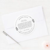 Sticker Rond Minimal Olive Branch Wreath Ingredients Label (Enveloppe)