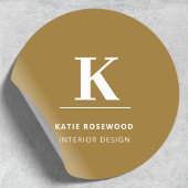 Sticker Rond Minimal Or Élégant Sophistiqué Luxe Monogramme