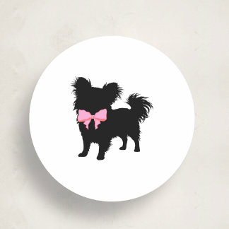 Sticker Rond Minimal Pet Silhouette Dog Grooming Classic