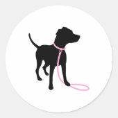 Sticker Rond Minimal Pet Silhouette Dog Walking Classic (Devant)