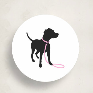 Sticker Rond Minimal Pet Silhouette Dog Walking Classic
