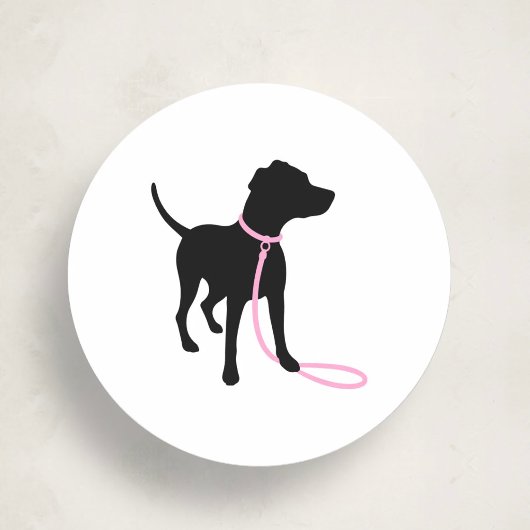 Sticker Rond Minimal Pet Silhouette Dog Walking Classic