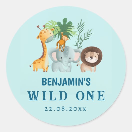 Sticker Rond Minimal Safari Wild One (Devant)