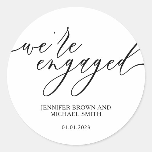 Sticker Rond Minimal Script Féminin Nous sommes fiancés (Devant)